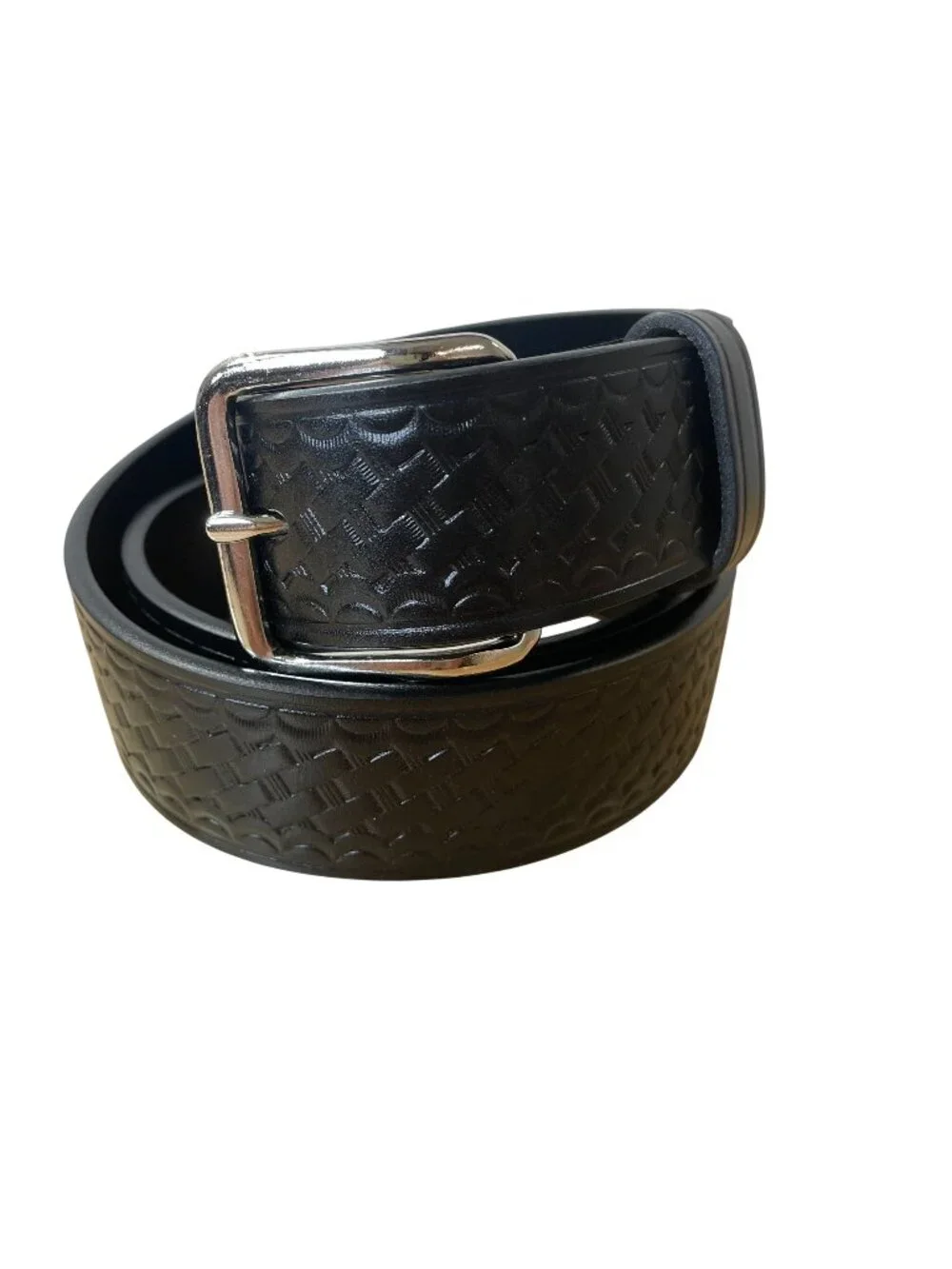 Western Embossed Basketweave Hand Woven Leather Belt Men Size 38